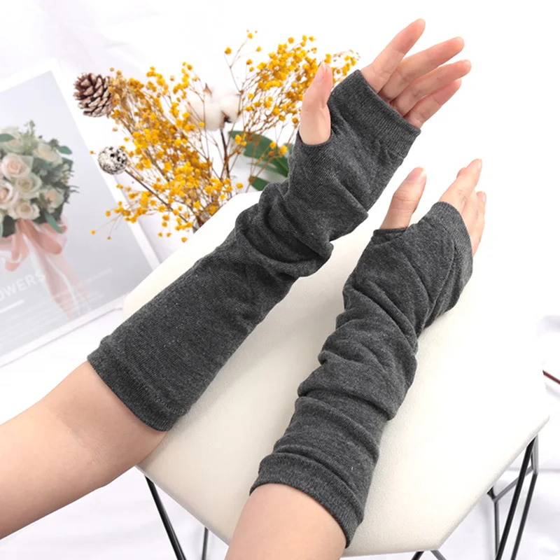 

Black Anime Gloves Cosplay Darkly Ninja Mitten Oversleeve Man Women Gothic Sun Block Keep Warm Cuff Lolita Fingerless Arm Warmer