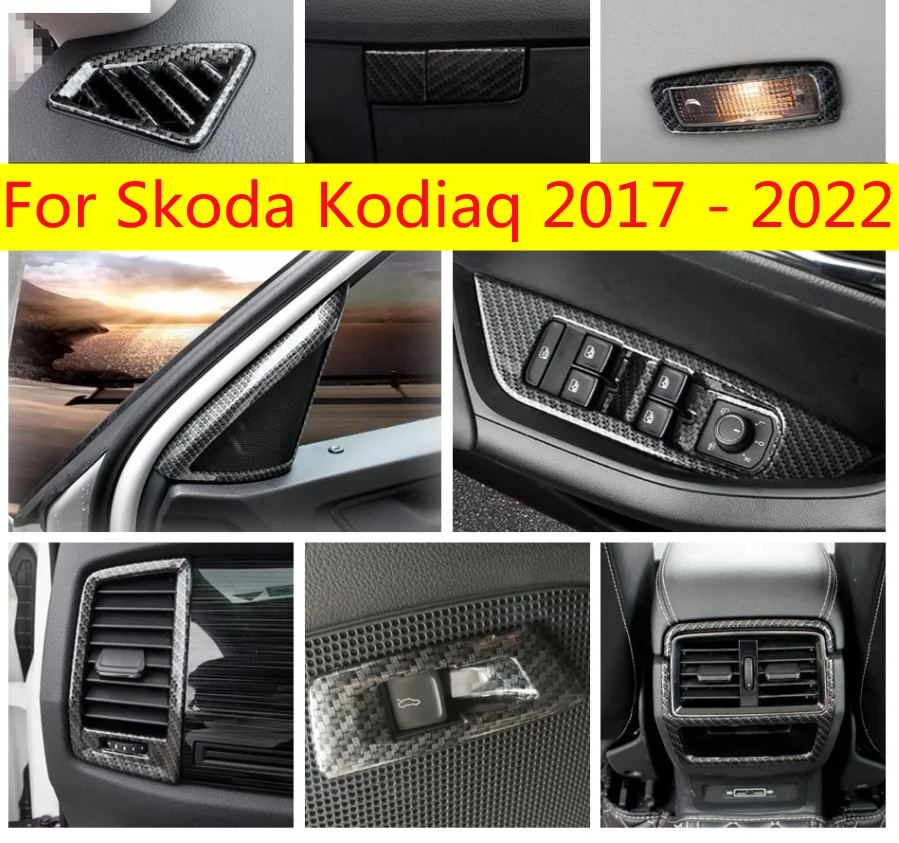 

For Skoda Kodiaq 2017 - 2022 Accessories steering wheel trim cover rear air outlet headlights switch Window Switch panel cover
