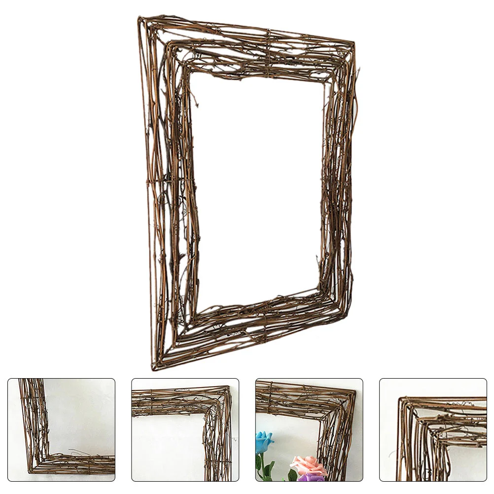 

Vine Branch Wreaths Garland Rattan Wreath Rectangular Grapevine Wreath Ring Decorative Wooden Twig for DIY Floral Crafts Home
