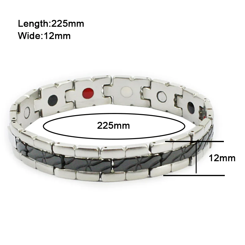 

UK Men Titanium Steel Magnetic Therapy Therapeutic Energy Balance Healing Therapy Bracelet for Arthritis Pain Weight Loss black