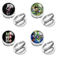 disney trolls witch stainless steel photo glass cabochon ring adjustable gift j2270