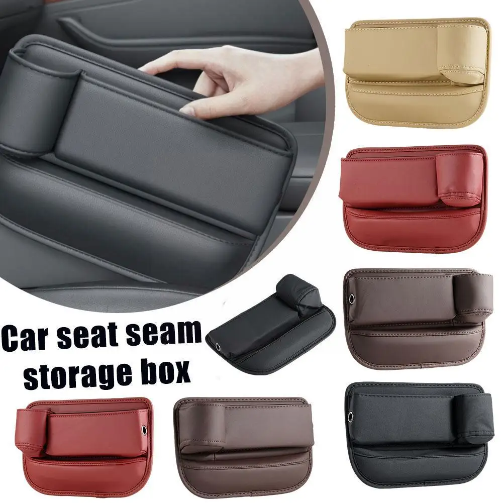 

PU Leather Car Side Seat Gap Filler Front Seat Organizer With Bottle Holder For Cellphone Key Coins Between Seats Storage B J3O4