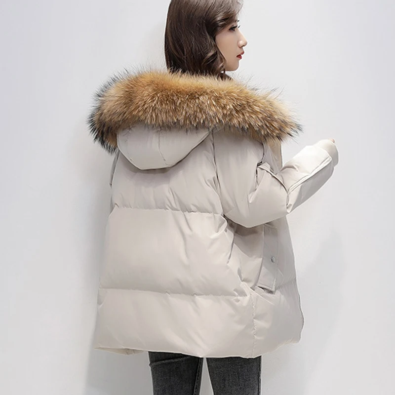 2022 New Thickened Down Jacket Plus Size Women's Winter Bomber Jacket Hooded Wool Collar Cotton Coat Women's Parka Coat