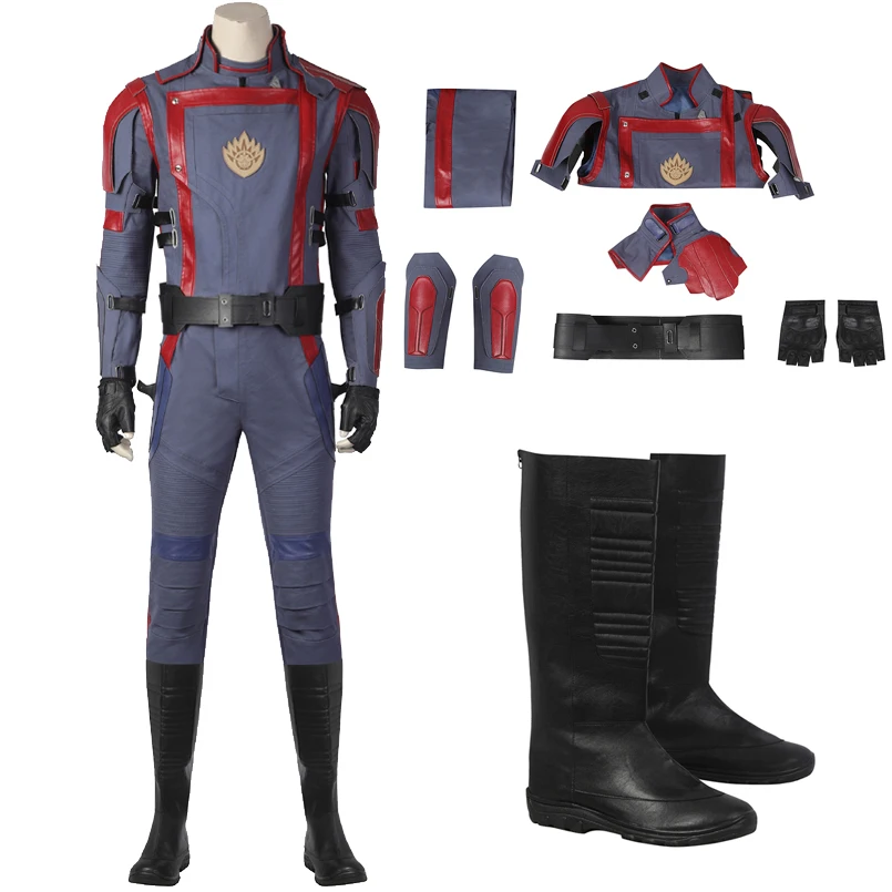 

Carnival Halloween Star Guardians 3 Team Uniform Peter Quill Cosplay Costume Superhero Space Lord Captain Outfit with Props
