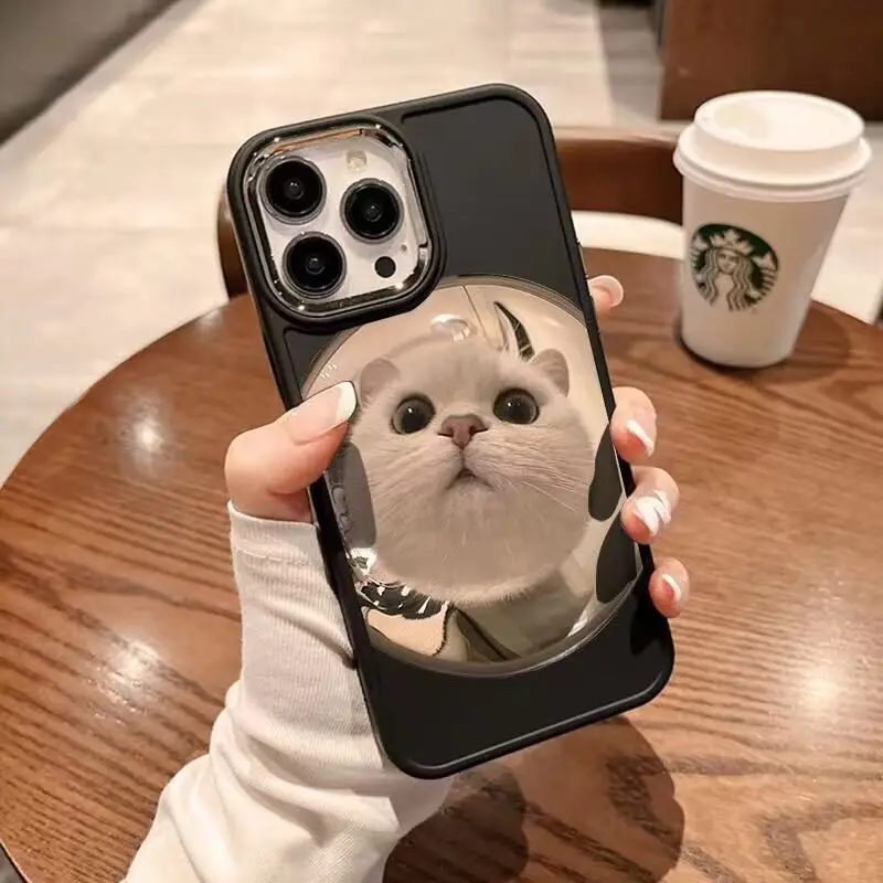 Противоударный чехол для телефона с милым котом iphone 15 pro max 14 plus 13 11 12 силиконовая