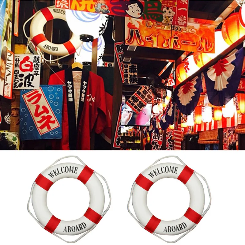 

1pc Lifebuoy Japanese Resturant Studio Props Wall Hanging Fashion Nautical Home Decor Life Buoy Crafts Living Room Decoration