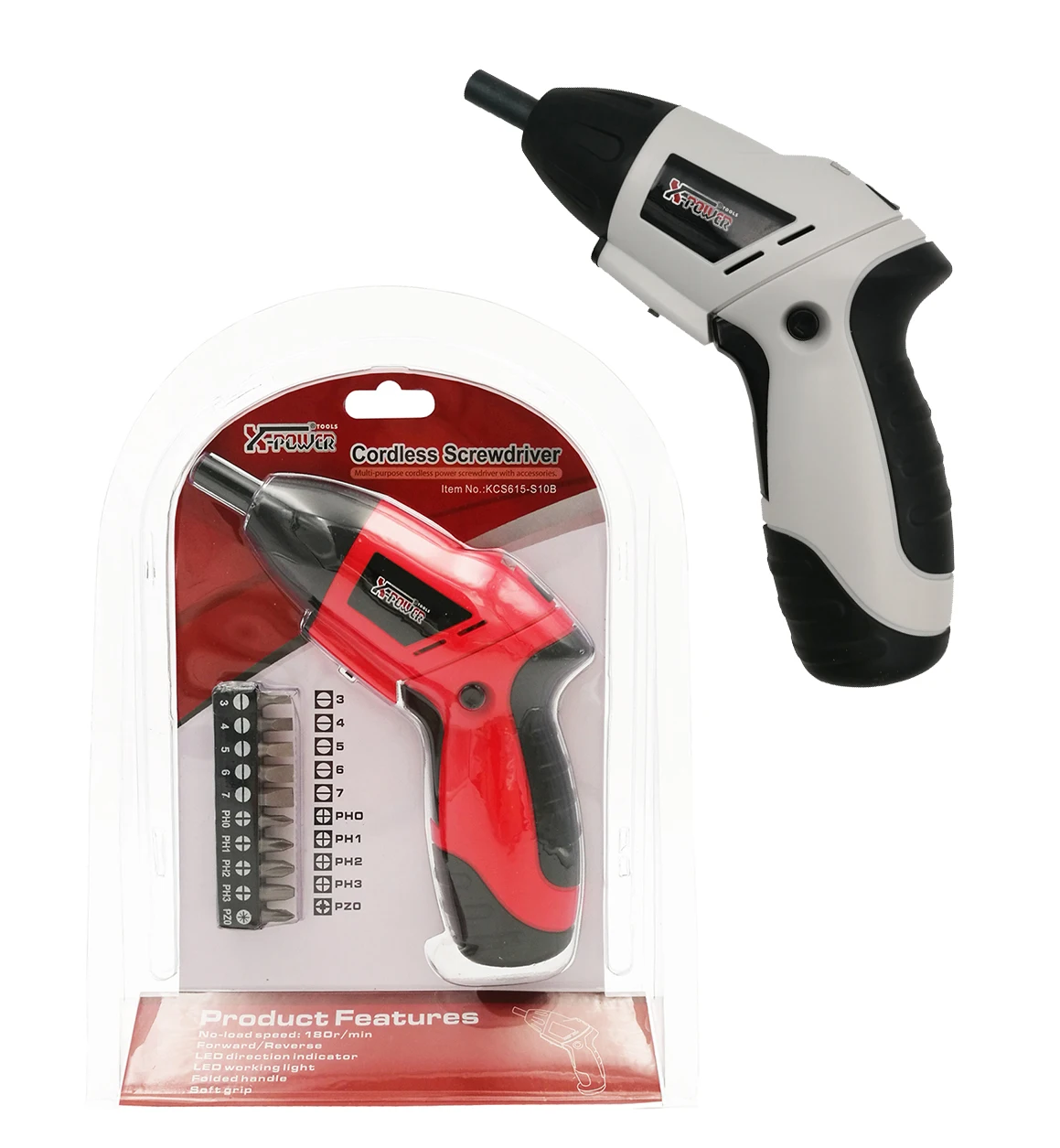 

X-POWER KCS615-S10B 4.8V Ni-cd battery electric cordless screwdriver folded handle high quality power tools with 10 bits set