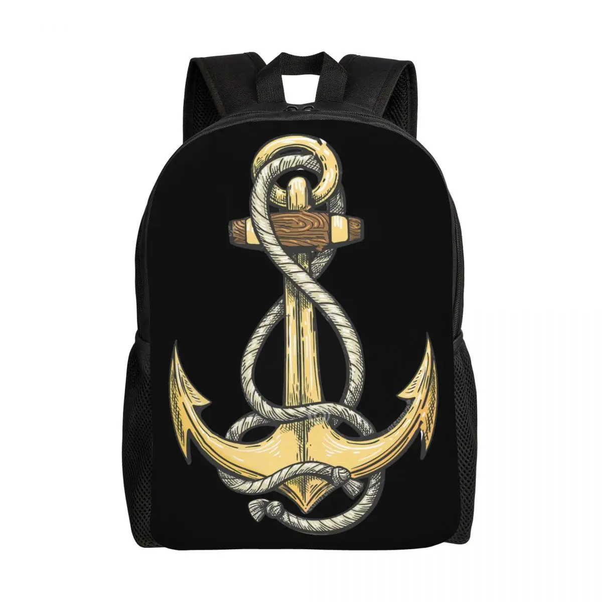 

Nautical Captain Anchor Laptop Backpack Men Women Basic Bookbag for College School Students Sailor Adventure Bags