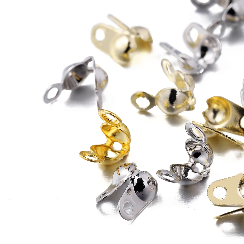 100 шт./лот позолоченный коннектор с зажимом и шаровая цепь Концевая ОБЖИМНАЯ