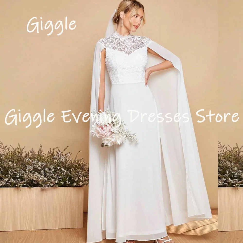

Giggle Chiffon A-line Scoop Neckline Lace Ruffle Popular Prom Gown Ankle-length Evening Elegant Party Dresses for Women 2023