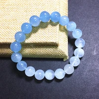 natural blue aquamarine bracelet women men 8mm stretch crystal clear round beads rainbow aquamarine bracelet jewelry aaaaa