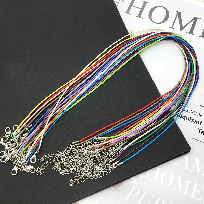 

100 Pcs 1.5mm wax rope necklace accessories leather rope chain DIY accessories chain 45cm