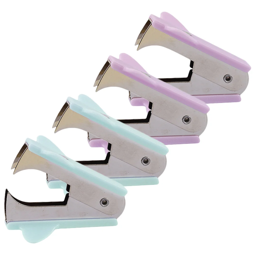 

4 Pcs Desk Small Stapler Remover Nail Tools Office Supplies Hand Held Puller Useful Macaron Multi-use