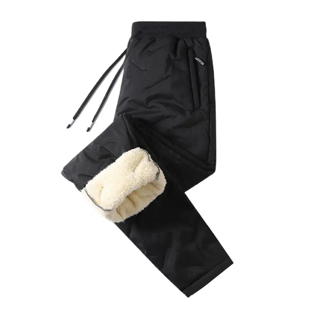 

2022 Men Cotton Pants Plush Elastic Waist Thick Heat Retention Warm Drawstring Winter Lambswool Cotton Trousers Male Clothes