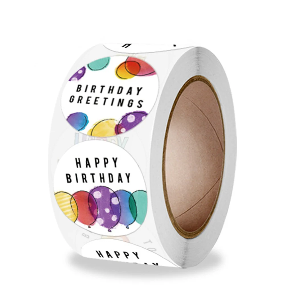 500pcs Happy Birthday Gift Stickers Packaging Sealing Label DIY Party Decoration Self-adhestive Handmade Stationery Sticker