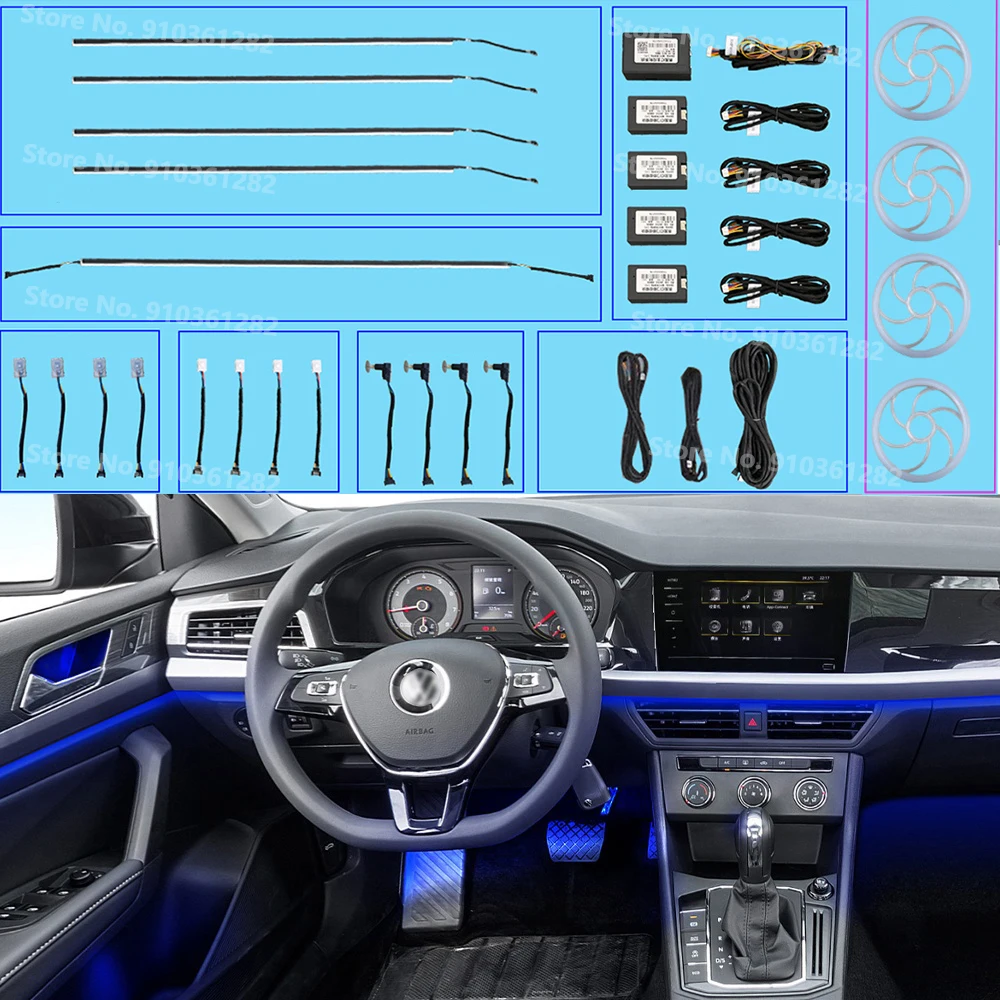 

18 in 1 RGB LED 64 Colors Car Interior Ambient Light Modification App Control DIY Dashboard Door Symphony Decorate Lights