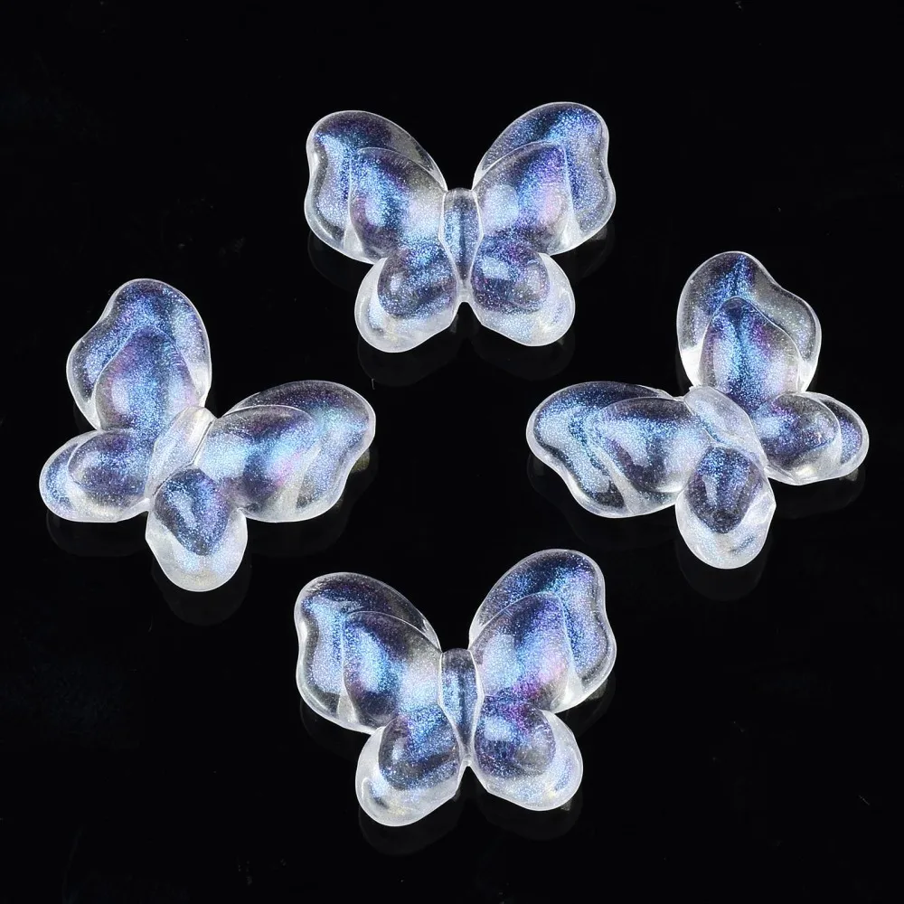 500g Transparent Acrylic Beads Glitter Powder Butterfly Clear 18x21x6.5mm Hole: 1.5mm about 415pcs/500g
