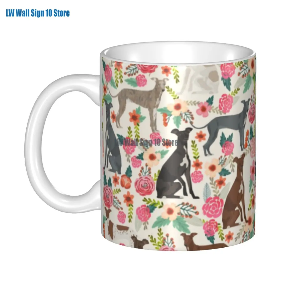 

Custom Italian Greyhound Dog Floral Mug DIY Sighthound Whippet Dog Ceramic Milk Tea Coffee Cups