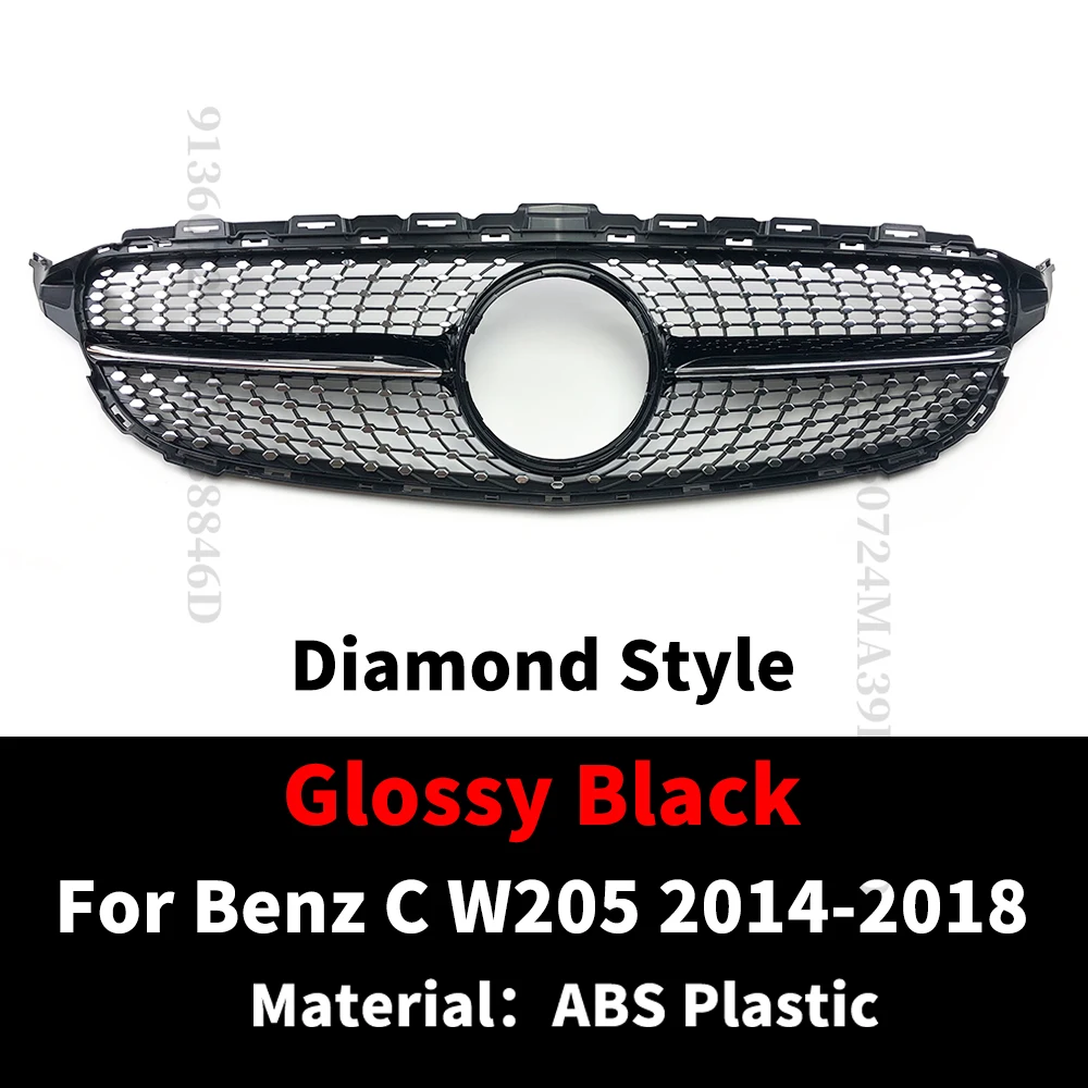 

Решетка переднего бампера для Mercedes W205 Benz C S205 C205 2014-2021 C180 C300 C250 C200 C260 Модифицированный комплект кузова в ромбовидном стиле