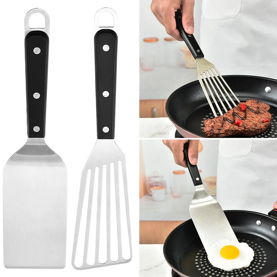 

Stainless Steel Slotted Spatula Shovel With Flexible Handle For Frying Cooking 31x 7.6cm Cooking Utensil Kitchen Tools & Gadgets