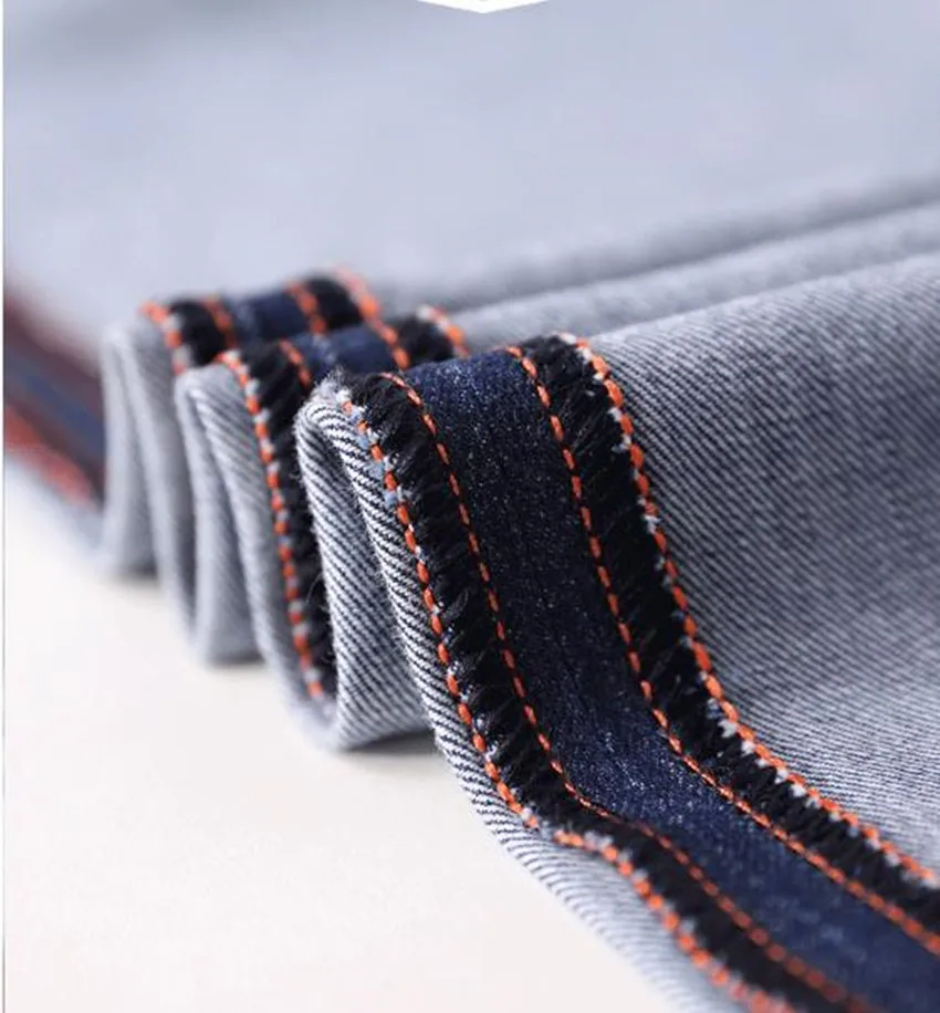 Classic Style Men Jeans Business Casual Straight  Loose Cotton Denim Pants Solid Light and thin breathable Trousers Male