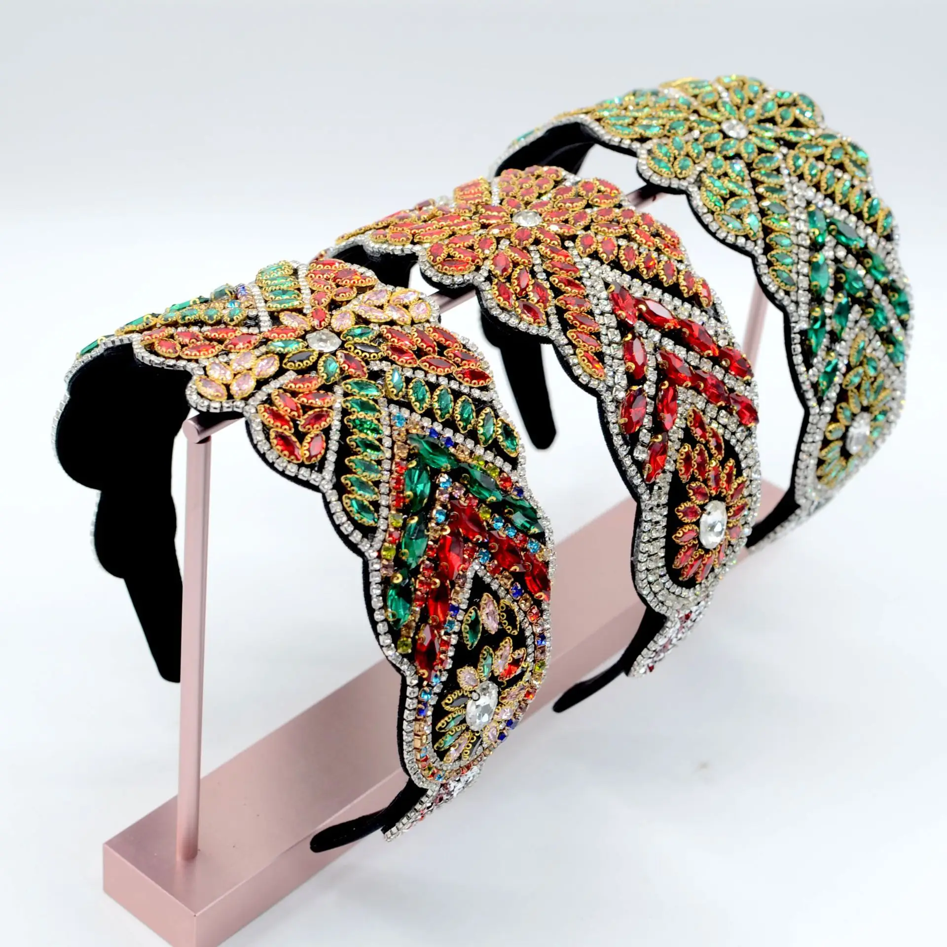 

Повязка для волос ручной работы Стразы в стиле барокко классического цвета повязка на голову Корейская Роскошная тканевая повязка на голов...