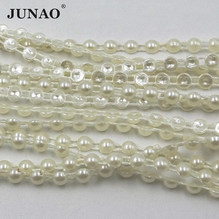 Бусины из белого жемчуга JUNAO полукруглые бусины с имитацией цепочка для свадьбы
