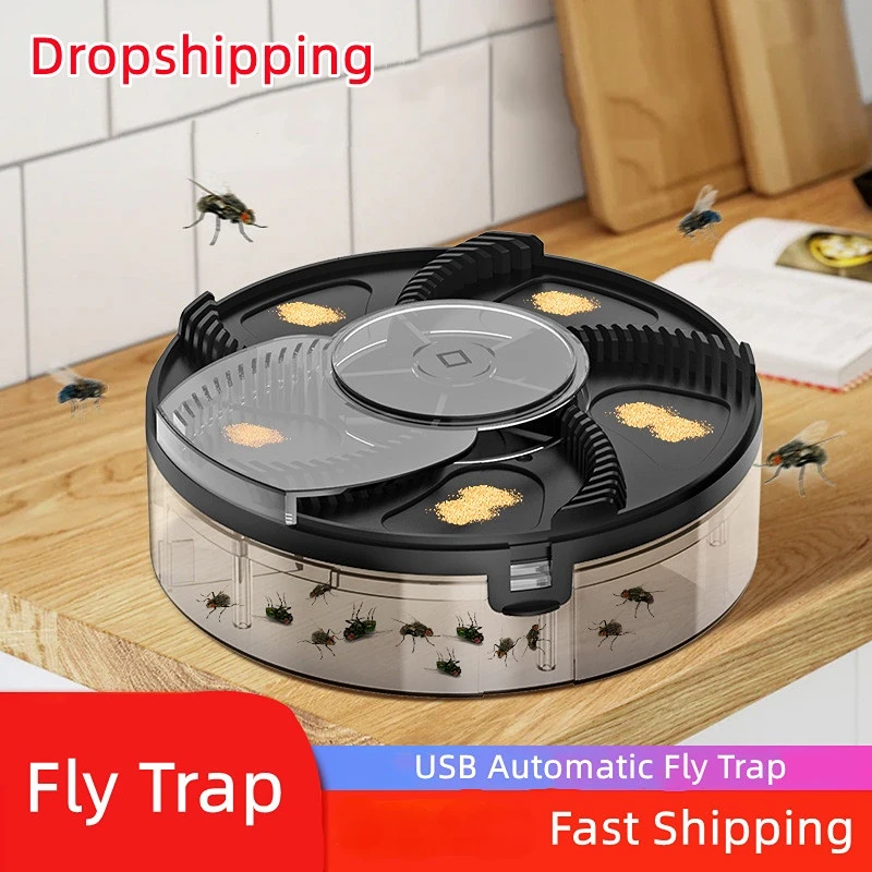 

Upgraded USB Flycatcher With Baits Electric Fly Trap USB Insect Pest Catching Safety Insect Pest Flytrap For Kitchen Home Garden