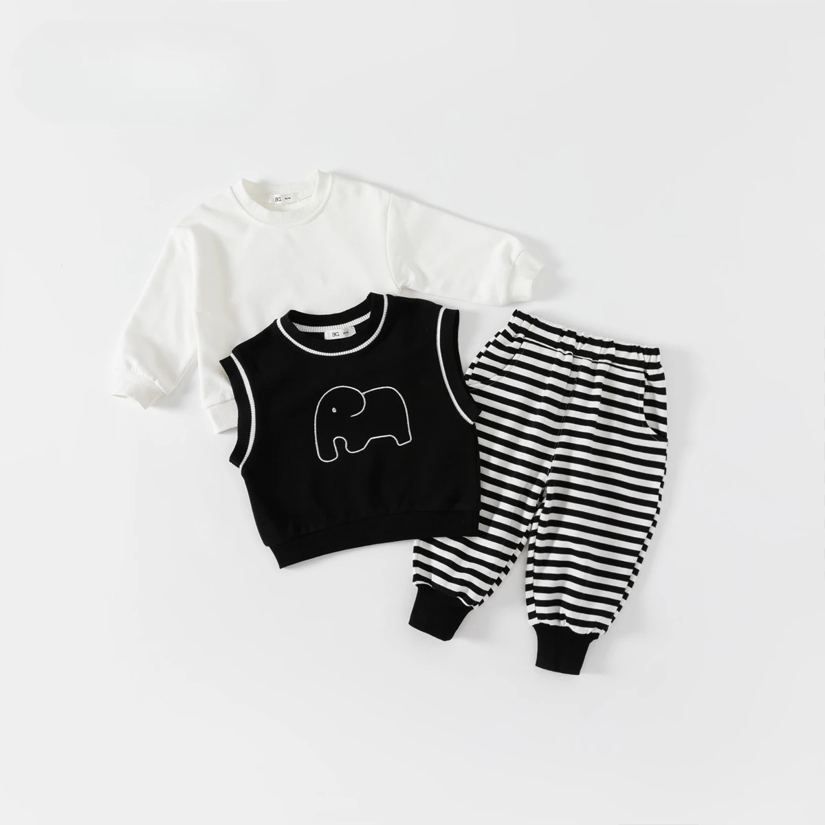 Детские комплекты в полоску новинка 2024 осенняя одежда корейский простой стиль