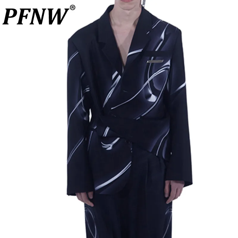 

PFNW Spring Summer Men's Original Print Darkwear Fluorescent Blazers Coat Casual Gradual Change Tide Techwear Cool Suit 12A8769