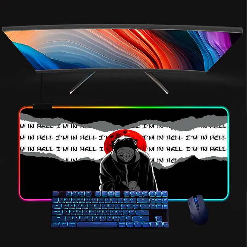 

Uchiha Obito Madara Design Pattern Game mousepad Large RGB Mouse Pad Mousepad LED Gamer Mouse Carpet Big keyboard Pad 30x70cm
