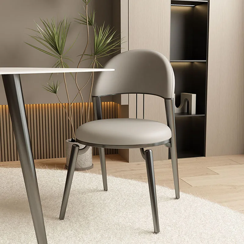 Дизайнерский металлический обеденный стул кухонные роскошные кожаные обеденные