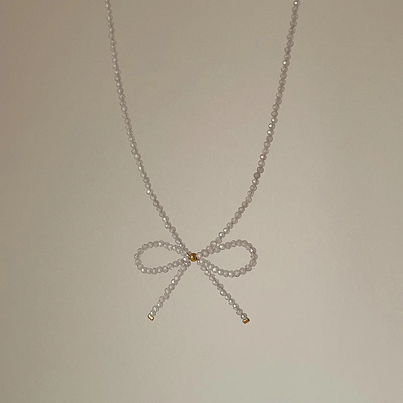 Ожерелье Draweye с хрустальным бантом для женщин бисер корейская мода милые