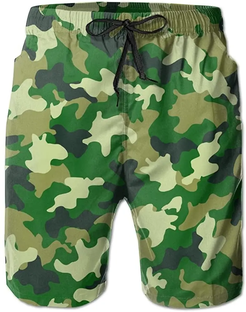 

Board Shorts Army Green Camouflage Men's Quick Dry Swim Trunks Beach Shorts