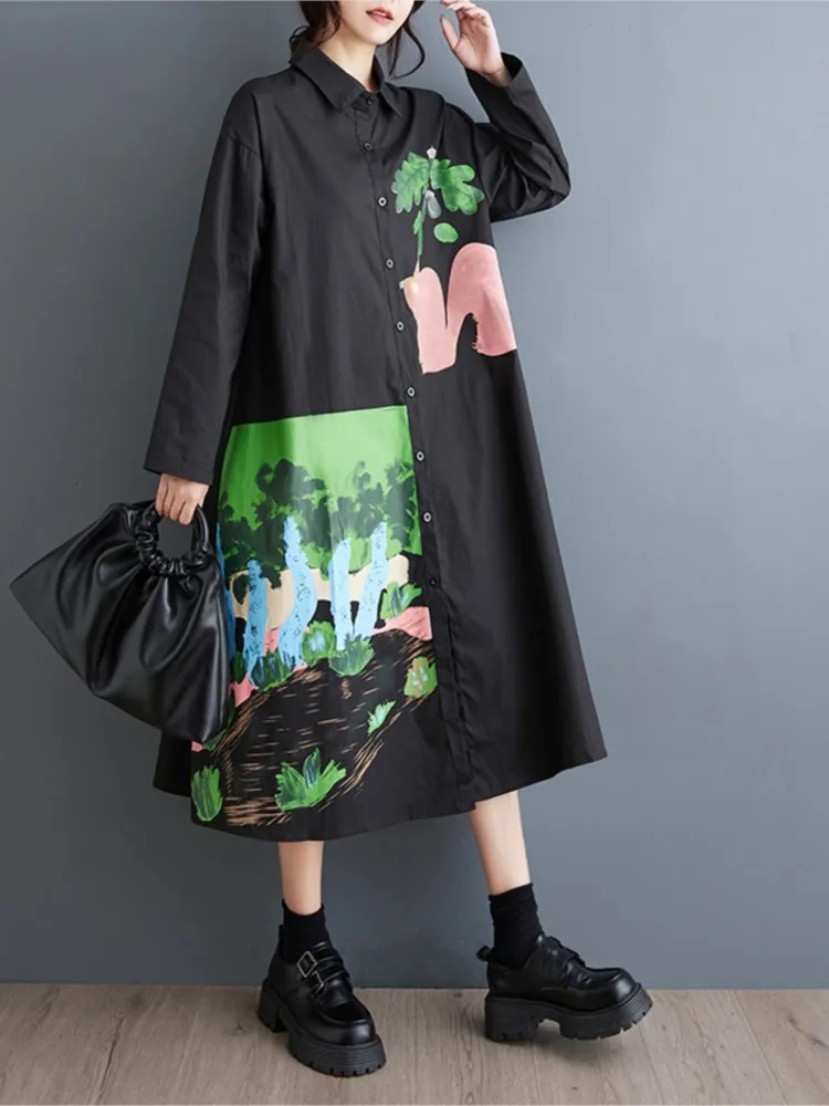 Женское платье с длинным рукавом свободного покроя