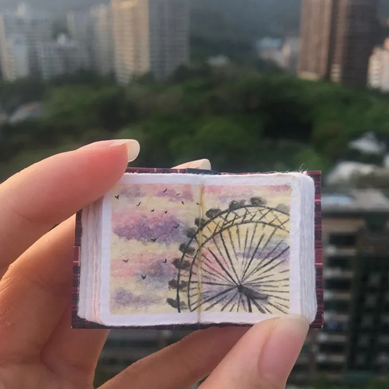 Handmade Mini 3.5cm Baohong Watercolor Paper 200g 100% Coton 22 Sheets Portable Travel Water Color Painting Book Art Supplies