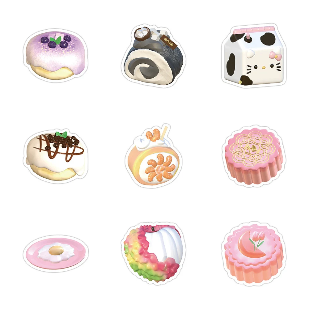 10/30/60 шт. кавайные 3D наклейки с едой Sanrio эстетические Мультяшные декоративные