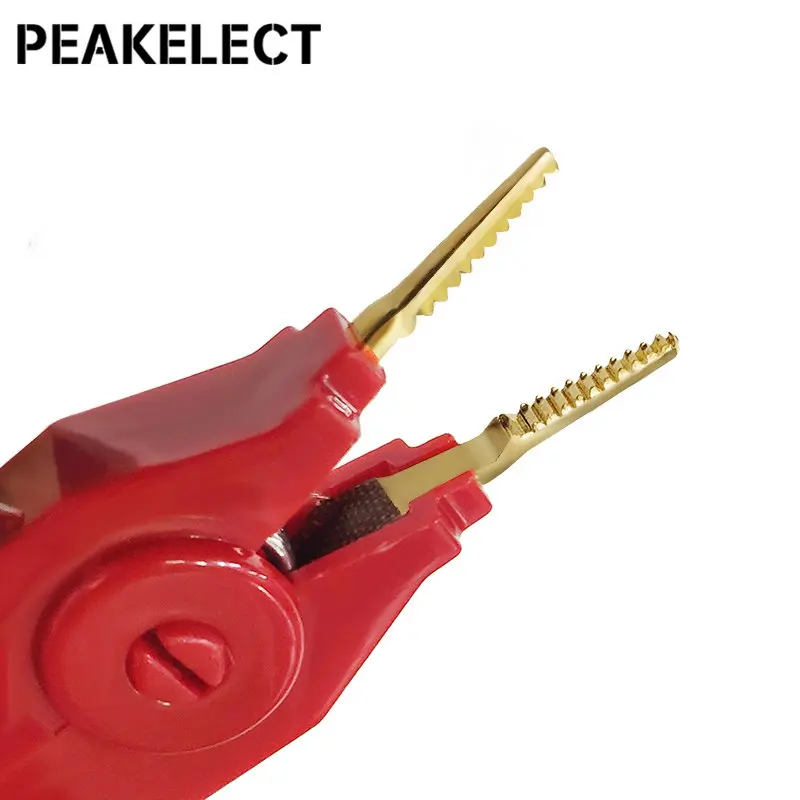 Peakelect P2004 3PCS Alligator Clip 90mm Kelvin Clamps Gold Plate Copper LCR Test Grey/Black/Red For Precision Instrume - купить по