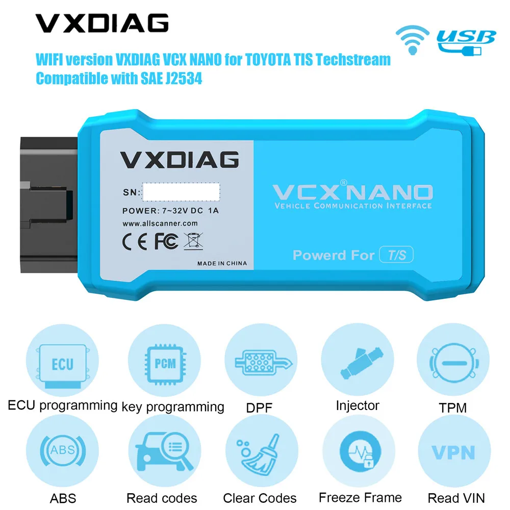 

VXDIAG VCX для TOYOTA TIS Полная совместимость с SAE J2534 версия Wi-Fi Поддержка программного обеспечения V10.10.0