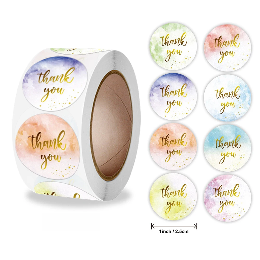 

50-500pcs 1inch Thank You Sticker Seal Labels For Small Bussiness Packaging Wedding Party Decoration Scrapbooking Stickers