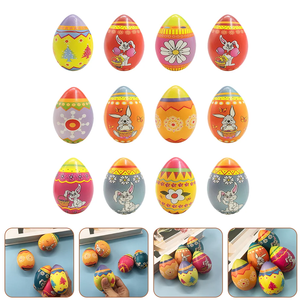 

12Pcs Squeeze Easter Egg Stress Vent Children Played Egg Shaped for Relaxation