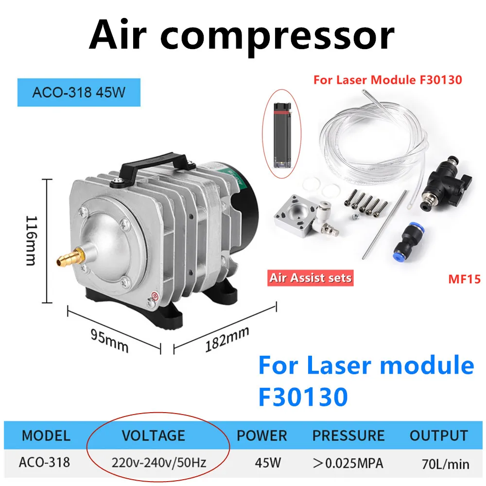 2022 New NEJE 220V 45W Air Compressor for Aquarium Accessories MF15 MF11 MF8 Manual control air assist kit for neje laser module enlarge