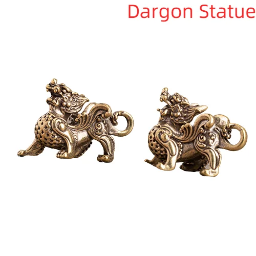 1 шт. винтажная Статуэтка Богатство латунный Декор процветание китайский стиль орнамент цилин Дракон удача фэншуй