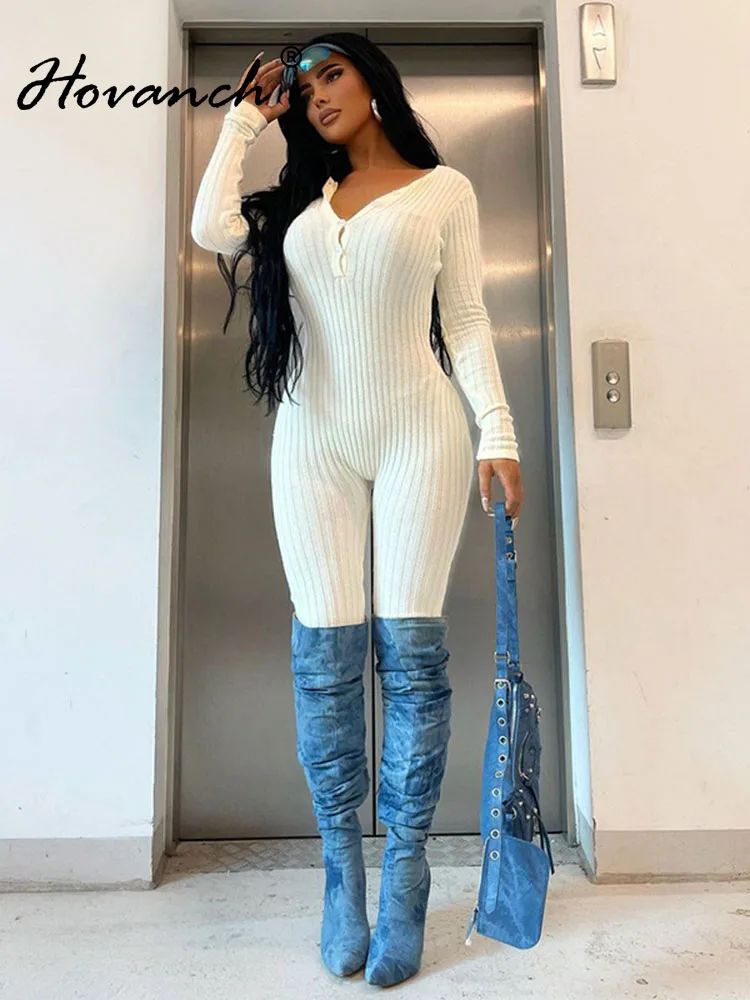 

Женский Облегающий комбинезон с круглым вырезом и длинным рукавом