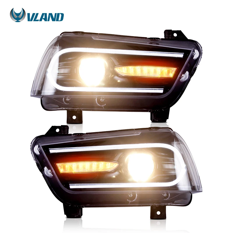 

apply to VLAND Wholesales Modified 7th Gen LED Headlights Head Light 2011-2014 Sequential Car headlamp For Dodge Charger