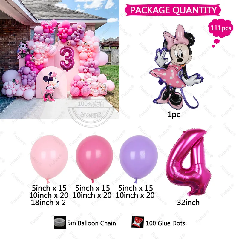Мини-мышь 32-дюймовые воздушные шары искусственная гирлянда с розовыми цифрами