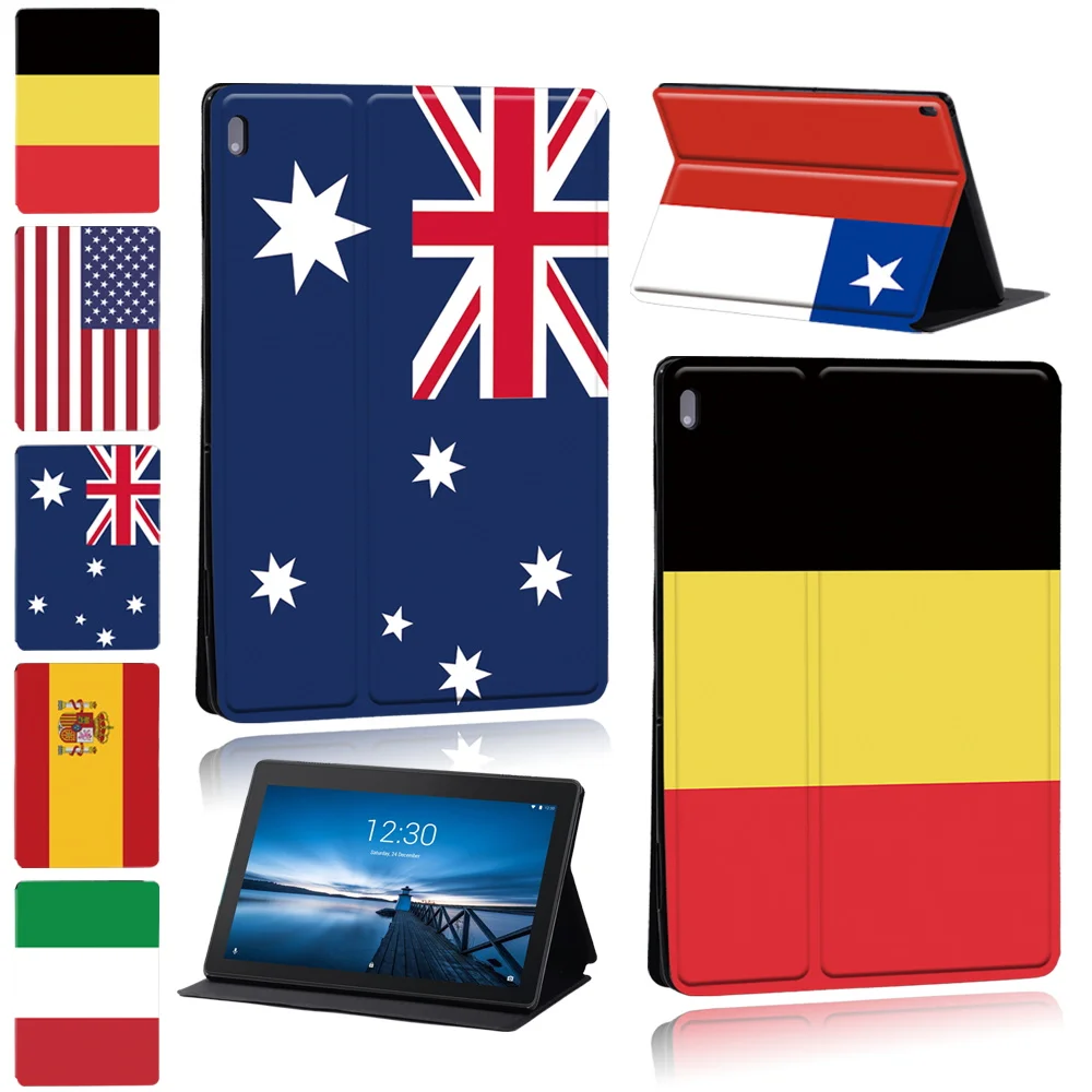 

Case for Lenovo Tab E10M10 X605F X505F/Tab M10 PLUS/ Tab M7 M8 3rdCover Flag Pattern with Stand Leather Tablet Cover