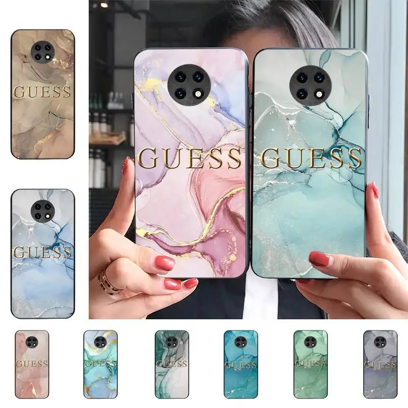 

Fashion Artistic Agate Marble Gold Bar Brand GUESS Phone Case For Redmi 9 5 S2 K30pro Silicone Fundas for Redmi 8 7 7A note 5 5A