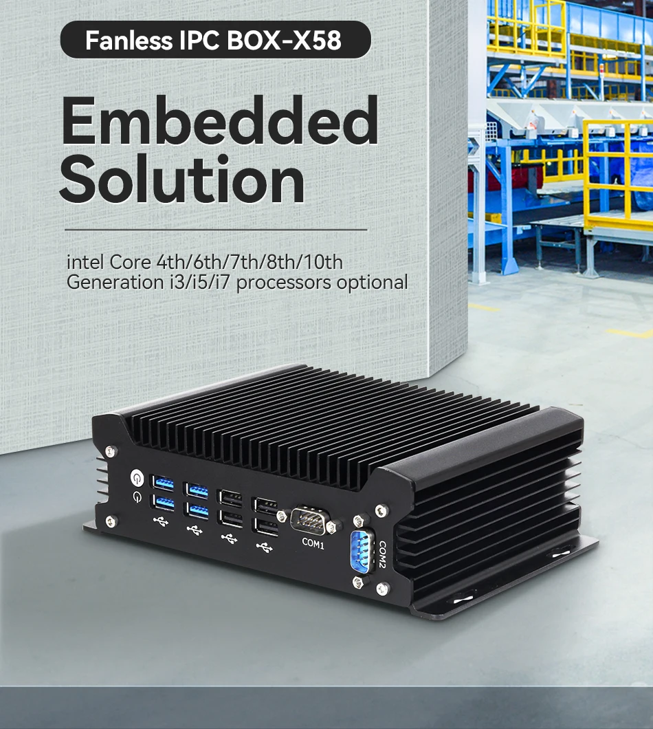 XCY безвентиляторный мини ПК Intel Core i5-4278U 2x DB-9 RS232 двойной гигабитный Ethernet 8xusb HDMI VGA