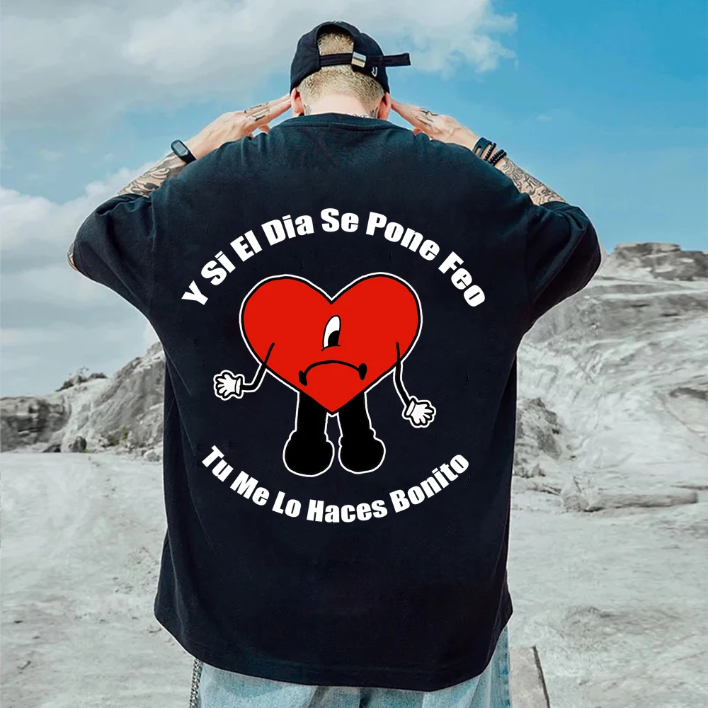 

Un Verano Sin Ti Music Album T-Shirt Singer Bad Bunny Double Sided Pattern Printed Hip Hop Streetwear Tops